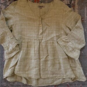 FLAX Women's Green Yellow Puplum Top